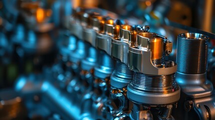 Poster - Macro Shot of Durable Engine Coating in Industrial Setting