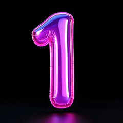 Poster - 3d rendering number font 1, countdown concept with number 1