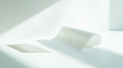 Poster - Minimalist Scene Featuring a Single Curled Paper Towel on Surface