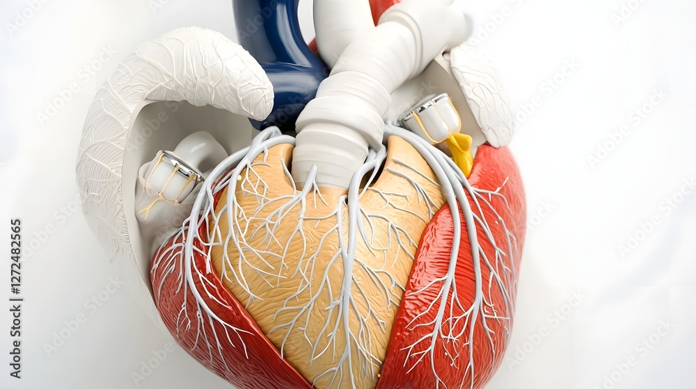 cross section visualization of a beating human heart displaying the ...