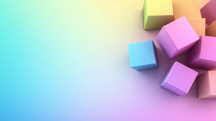 Poster - Floating Pastel Cubes and Spheres Over Soft Gradient Background in Light Colors