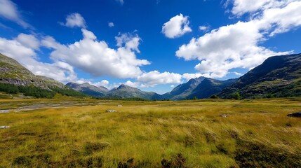 Poster - Breathtaking Scenic View of Mountain Ranges and Blue Skies : Generative AI