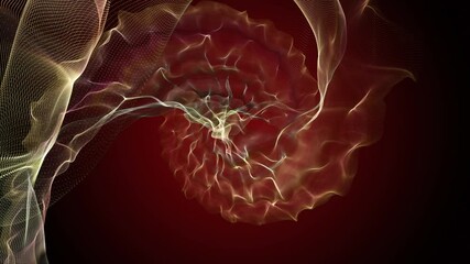 Poster - Futuristic video animation with particle wave object in slow motion, 4096x2304 loop 4K