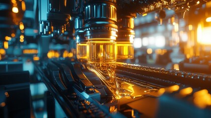 Poster - Futuristic Engine Oil Pump in Sleek Industrial Environment