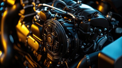 Poster - Sleek and Modern Engine Design with Robust Protective Features