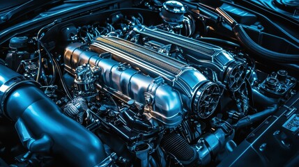 Poster - Sleek Modern Engine Design with Visible Anti-Corrosion Features