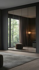 Wall Mural - Sleek Modern Wardrobe with Mirrored Doors in Contemporary Room