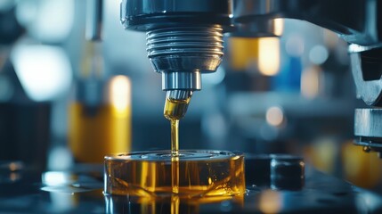 Poster - Close-up of Lubricant Being Applied in Technical Machinery Process
