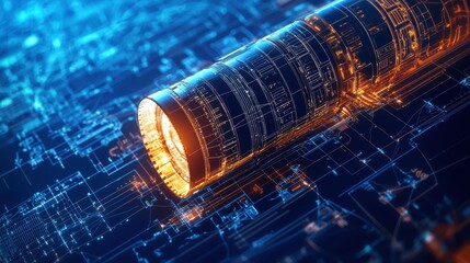 Poster - Advanced Technical Engineering Blueprint with Futuristic Design