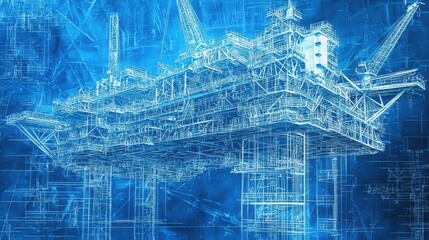 Poster - Detailed Engineering Blueprint of an Offshore Platform Structure