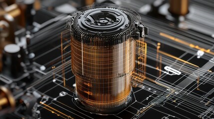Poster - Technical Illustration of a Circuit with Oil Filter Design Elements