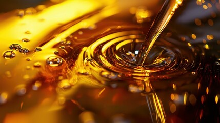 Poster - Vibrant Macro Shot of Shimmering Engine Oil with Bubbles and Ripples