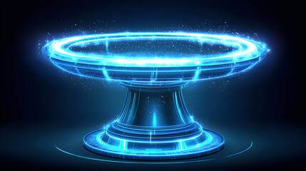 Poster - Futuristic pedestal glowing, dark background, display