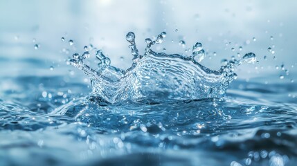 Poster - Abstract Artistic Composition of Water Splashes in Clear Blue Water