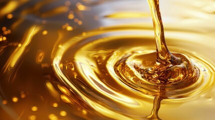 Poster - Abstract Swirling Patterns of Golden Lubricant in Fluid Motion