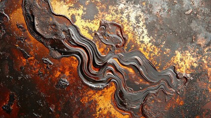 Poster - Abstract Swirling Patterns of Lubricant on Metallic Surface