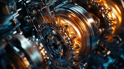 Poster - Artistic Composition Highlighting the Interplay of Mechanisms and Gears