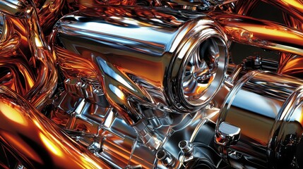 Poster - Artistic Engine with Glossy Finish Showcasing Metallic Detail