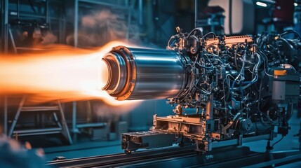 Poster - Advanced Engine Undergoing Rigorous Testing in Modern Facility