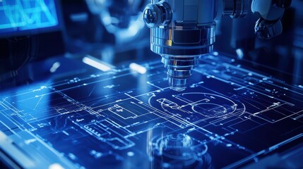 Poster - Detailed Engineering Blueprint with Advanced Technology Design Elements
