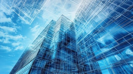 Poster - Intricate Engineering Blueprint of a Modern Skyline Design