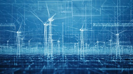Poster - Intricate Engineering Blueprint of Advanced Energy Infrastructure Design