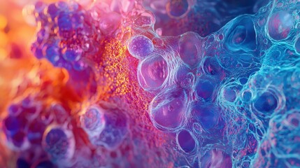 Poster - Close-Up Exploration of Tissue Cells in Vibrant Colors and Textures