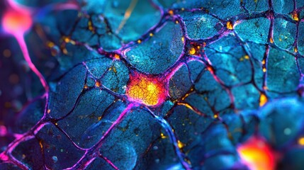 Poster - Vibrant Close-Up of Nerve Tissue Section with Intricate Details