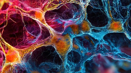 Poster - Close-Up View of Vibrant Nerve Tissue Under Microscope Lighting