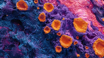Poster - Vibrant Close-up View of Colorful Tissue Cells in Bioimaging