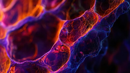 Poster - Elegant Depiction of Cellular Tissue with Dramatic Colors and Patterns