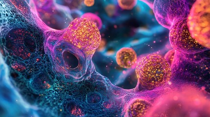 Poster - Elegant Digital Illustration of Vibrant Cellular Tissue in Detail
