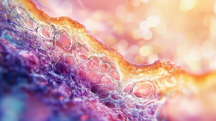 Poster - Elegant Microscopic View of Tissue Layers with Soft Color Bokeh