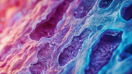 Poster - Elegant Microscopic View of Tissue Layers in Vibrant Colors
