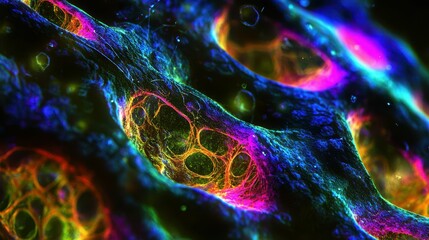 Poster - Vivid Microscopic Capture of Tissue Cells Under High Magnification