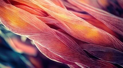 Poster - Vivid Microscopic View of Muscle Tissue Fibers Under Bright Light
