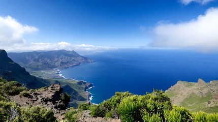Poster - Breathtaking coastal view capturing the beauty of nature showcasing cliffs and ocean waves : Generative AI