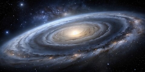 Wall Mural - A Majestic Spiral Galaxy Illuminates the Vastness of Space with its Brilliant Core and Dusty Arms