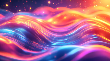 Wall Mural - Radiant cosmic waveforms with gradient design in stunning vibrant colors. Hyper-Real Light Reflections. Illustration