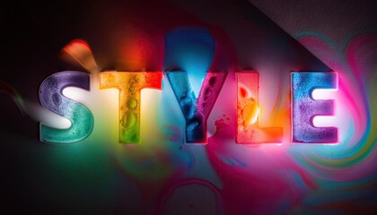 Poster - Colorful Neon Letters Forming the Word 'STYLE' on Vibrant Background