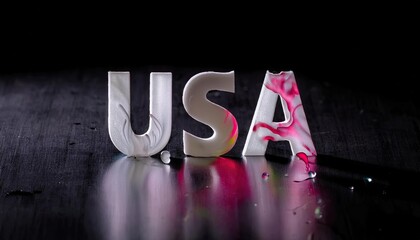 Poster - USA Letters with Colorful Swirls on Dark Background