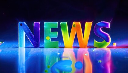 Poster - Colorful News Logo with Reflection on Surface
