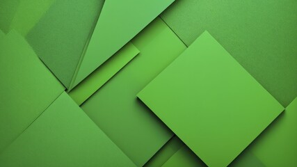 Wall Mural - Digital artwork featuring overlapping green geometric shapes in various shades of green.