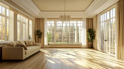 Aufkleber - Bright and Airy Living Room with Modern Design and Natural Light : Generative AI