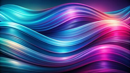 Poster - Panoramic Abstract Wave Background - Teal, Blue, and Purple Swirling Design