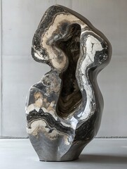 Aufkleber - Unique abstract stone sculpture showcasing natural marble patterns and textures designed for contemporary art lovers : Generative AI