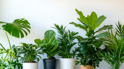 Aufkleber - Lush Indoor Plant Collection Displaying Various Green Leaves for Home Decor : Generative AI