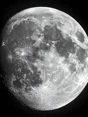 Poster - Stunning Close Up of the Full Moon Illuminating Night Sky with Textured Surface Details : Generative AI
