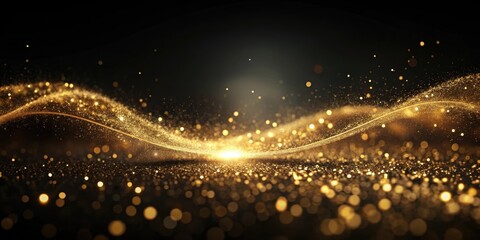 Wall Mural - golden sparkles abstract luxury background with a glowing wave of shimmering dust