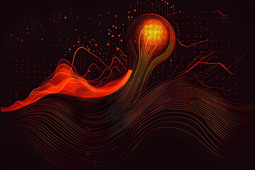 Poster - Abstract energy flow, dark background, data visualization, tech concept